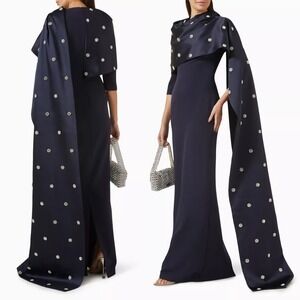 NWT Safiyaa Cosette Midnight Navy Long Dress Midnight Navy $3,355 Size US 4 UK 8